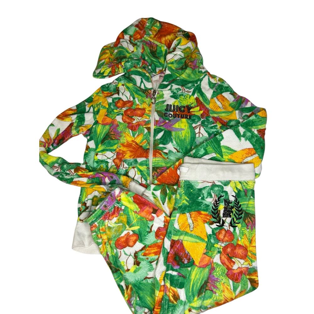Juicy couture Jungle terry cloth hoodie and pants size 7/8